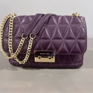 Michael Kors Sloan quilted purse in Damson (purple) & Wallet